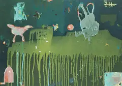 Željko Hegedušić, Forest, 1997., oil and collage on paper