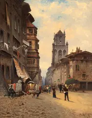 Piața de legume by Karl Kaufmann, ulei pe pânză, sold Apr 2026