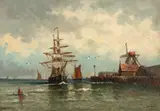 sec. Xix Școală Olandeză, Vedere din Dordrecht, 1895, ulei pe pânză
