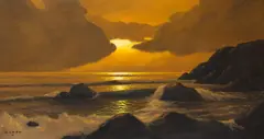 Francois Carbu, Asfințit pe mare, ulei pe pânză