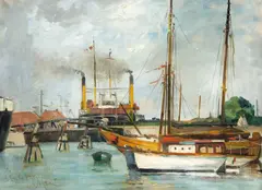 Jozef De Coene, În port, ulei pe pânză
