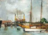 Jozef De Coene, În port, ulei pe pânză