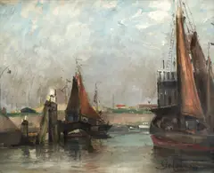 Jozef De Coene, Vele în port, ulei pe pânză