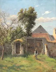 Frédéric Henriet, De la râu, ulei pe lemn