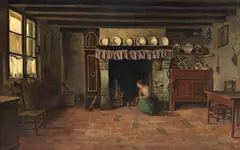 La gura vetrei by Pieter Stobbaerts, 1889, ulei pe pânză, sold Apr 2026