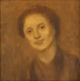 Melancolie by Eugène Carrière sau Manieră Eugène Carrière, ulei pe pânză lipită pe carton, sold Apr 2026