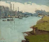 Jules De Paepe, Vedere din Anvers, ulei pe placaj
