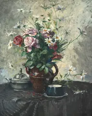 Robert Boudry, Trandafiri și margarete, ulei pe lemn