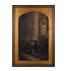 Raoul Pharasyn, Interior de catedrală, ulei pe pânză