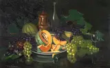 Louis Adami, Natură statică cu struguri și pepene galben, ulei pe pânză