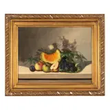 Natură statică cu liliac și pepene galben by sfârșit de sec. Xix Școală Central Europeană, ulei pe pânză, sold Apr 2026