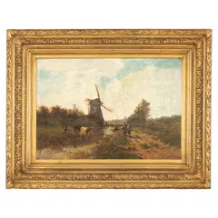 Jan van Lokhorst, Peisaj cu moară de vânt, 1885, ulei pe pânză