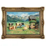 Georg Wolf, La păscut, ulei pe carton