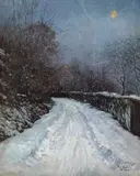 Noapte de iarnă by Walther Witting, 1924, ulei pe pânză lipită pe carton, sold Apr 2026