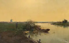 Jan Knikker, La pescuit, ulei pe pânză