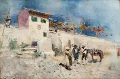 Georges Stein, Scenă italiană, ulei pe lemn