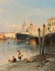 Hiller Heinrich, Vedută italiană, ulei pe pânză