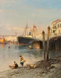Hiller Heinrich, Vedută italiană, ulei pe pânză