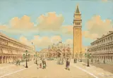 Agnes Minotto, Piața San Marco, acuarelă pe hârtie