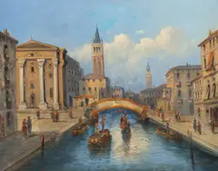 Veneția by Karl Kaufmann, ulei pe pânză lipită pe carton, sold Apr 2026