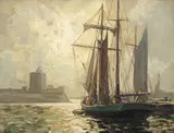 Gustave Vidal, Vase pe Ron, ulei pe pânză