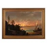 a doua jumătate a sec. Xix Școală Germană, Marea la asfințit, 1886, ulei pe pânză