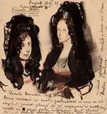 Corneliu Baba, Studiu pentru Spaniolă, 1973, acuarelă, tuș, cărbune și creion colorat pe hârtie