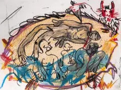 Tincuța Marin, Untitled, 2019, creioane cerate și cărbune pe hârtie