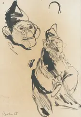 Corneliu Baba, Studiu pentru "Maimuța arlechinului", 1965, tuș pe hârtie