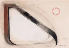 Paul Neagu, Balanced Hyphen, 1994, cărbune, guașă, pastel și creion pe hârtie
