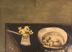 Sorin Ilfoveanu, Ibric cu flori, 1988, tempera pe hârtie