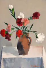 Garoafe by Liviu Suhar, ulei pe carton, sold Apr 2026