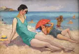 Apostol Mănciulescu, La plajă, ulei pe carton