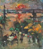 Iosif Rosenblut, Apus, 1969, ulei pe carton