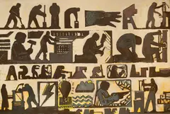 Emanuel Borcescu, Semne, 2025, tempera pe carton