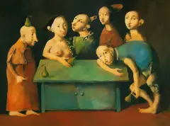 Georges Mazilu, La fête des poires, 2025, acrilic pe pânză