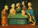 Georges Mazilu, La fête des poires, 2025, acrilic pe pânză