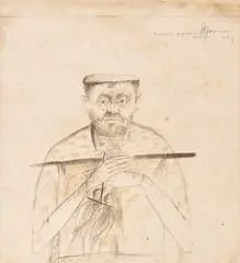Sorin Ilfoveanu, Urma păsării pe pânză de Damasc, 1992, laviu pe hârtie