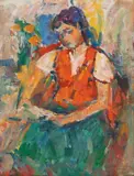 Ion Musceleanu, Lectură, 1994, ulei pe carton