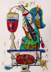 Fără titlu by Ștefan Pelmuș, 2017, acrilic și pastel pe hârtie, sold Apr 2026