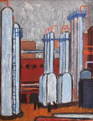 Eugen Craciun, Construcții industriale, 1966, ulei pe carton