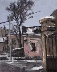 Eugen Raportoru, Iarnă în București, 2014, ulei pe pânză