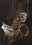 Marilena Murariu, Around Midnight, pastel pe hârtie neagră