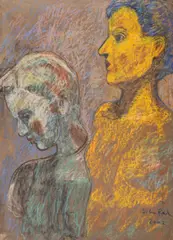 Silvia Radu, Două prietene, 2002, pastel pe hârtie lipită pe carton