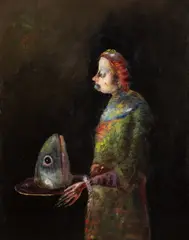 Clovn by Ștefan Câlția, 1991, ulei pe pânză, sold Apr 2026