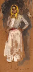 Chivuță by Nicolae Vermont, anii '20, ulei pe carton, sold Apr 2026