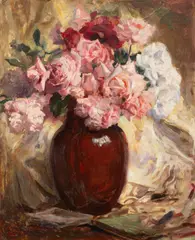 Nicolae Vermont, Trandafiri și mătăsuri, 1915, ulei pe carton