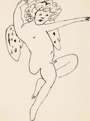 Înger by Andy Warhol, tuș pe hârtie, sold Apr 2026