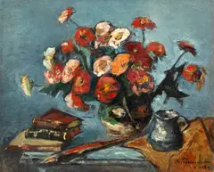 Gheorghe Petrașcu, Tufănele, evantai și cărți, 1929, ulei pe pânză