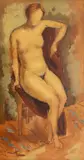 Nicolae Tonitza, Nud pe scaun, ulei, tuș și laviu pe carton